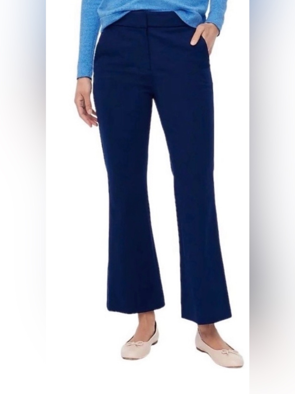 * New J Crew Factory Kelsey Navy Flare Cropped Pants SZ 8 *